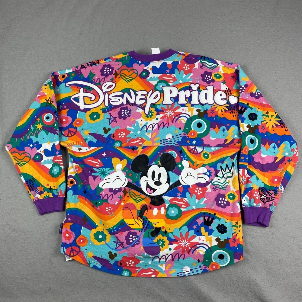 Mickey Mouse Disney Pride Spirit Jersey Puff Print Long Sleeve Adult Size Medium